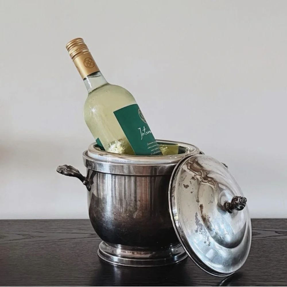 Vintage Silver Plated Ice Bucket with a pineapple finial